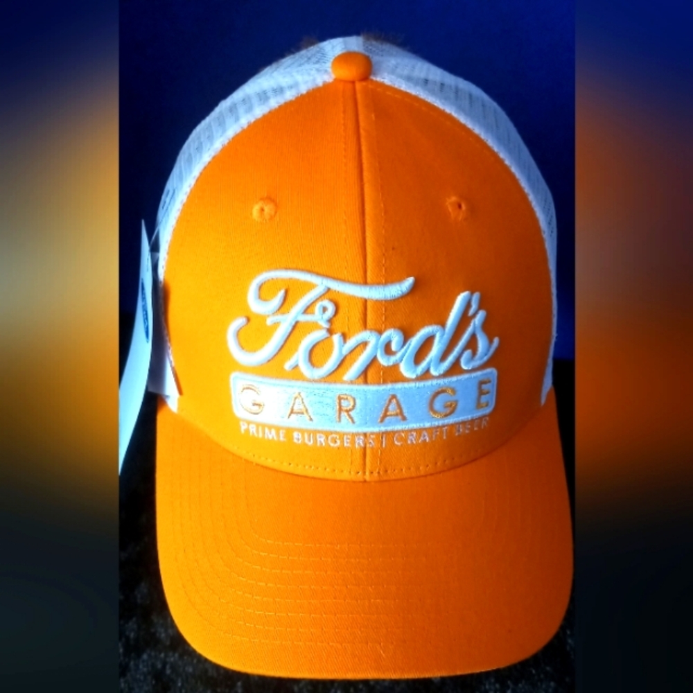 Ford's Garage Orange and White Mesh Trucker Hat